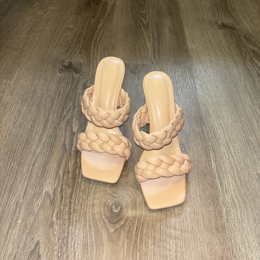 Beige Braided Heels